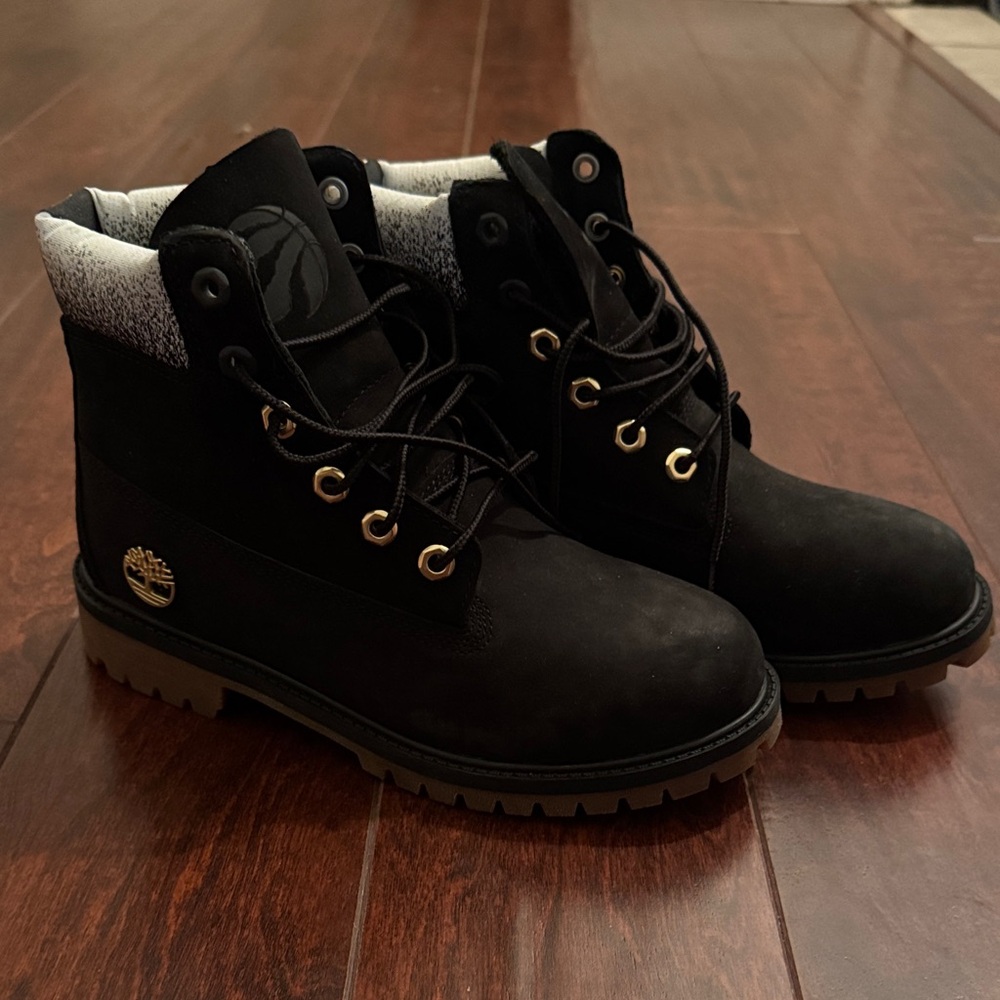 Timberland x NBA Black Boots with Gold Accents